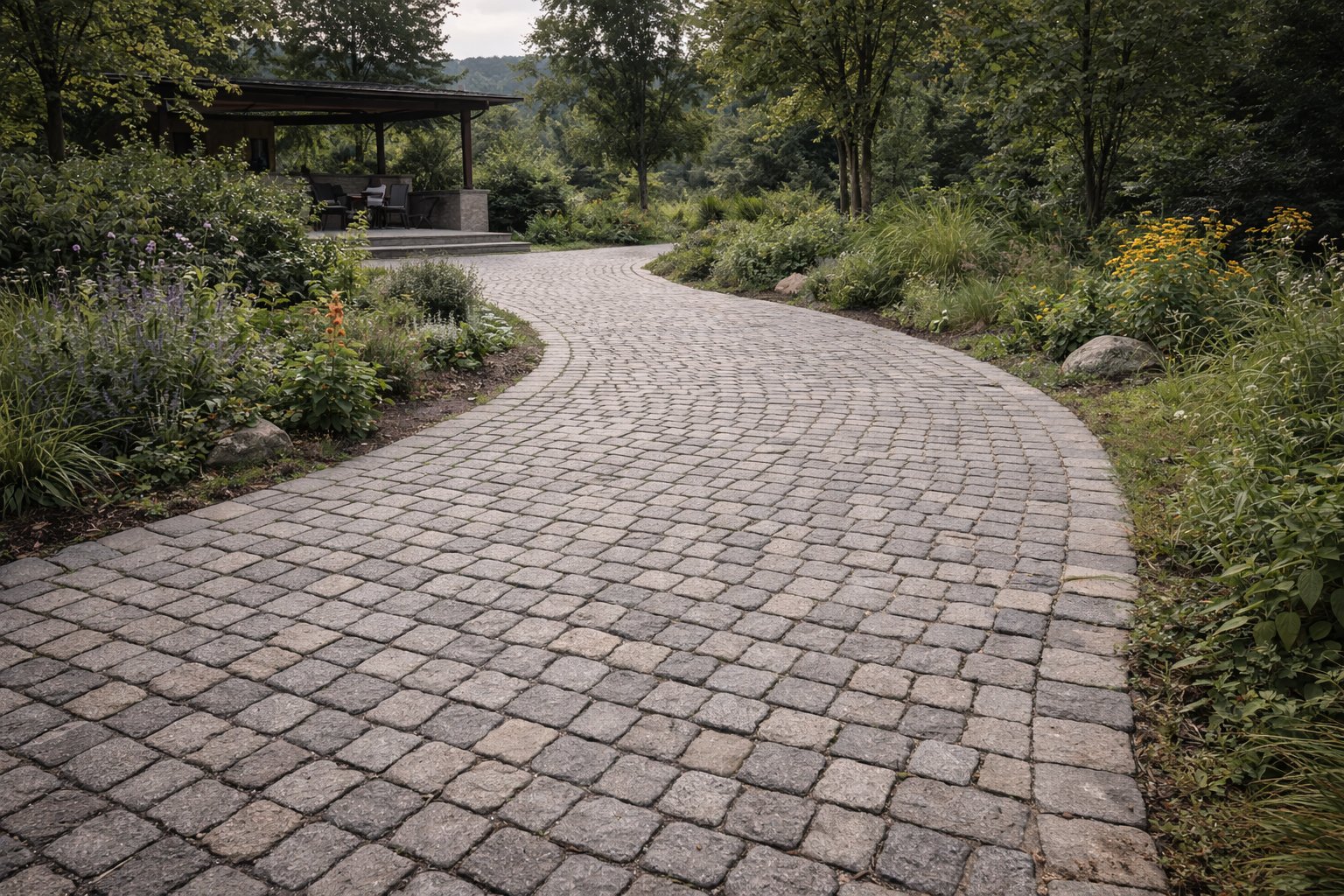 Alee spre foișor din piatră cubică