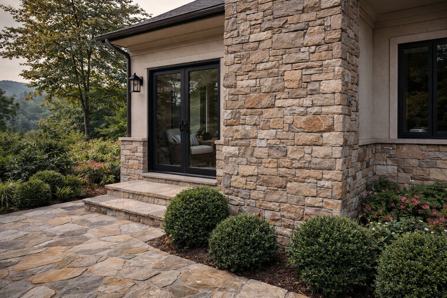 Intrare casă cu piatră naturală